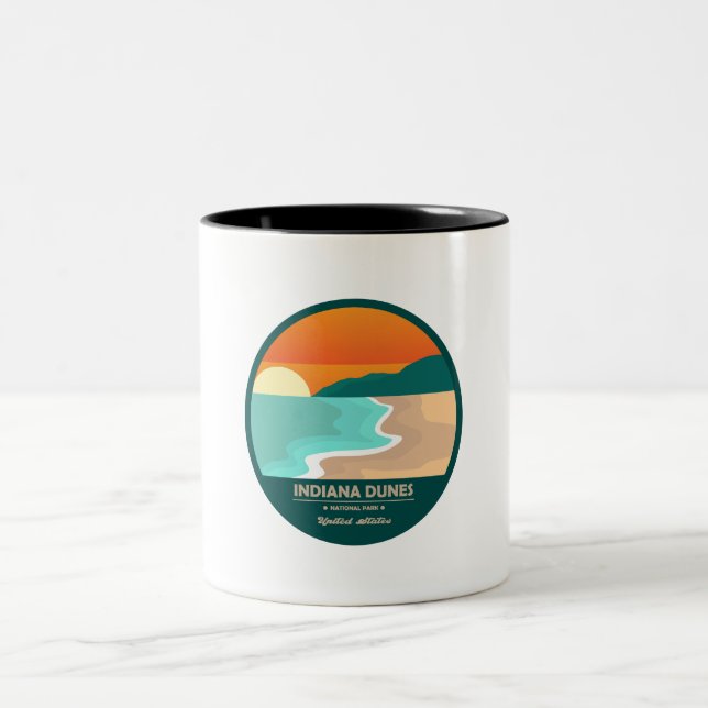 indiana dunes national park retro Two-Tone coffee mug (Center)