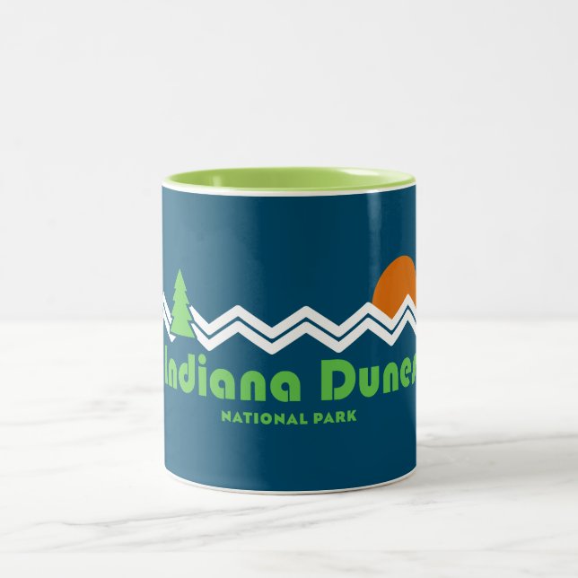 Indiana Dunes National Park Retro Two-Tone Coffee Mug (Center)