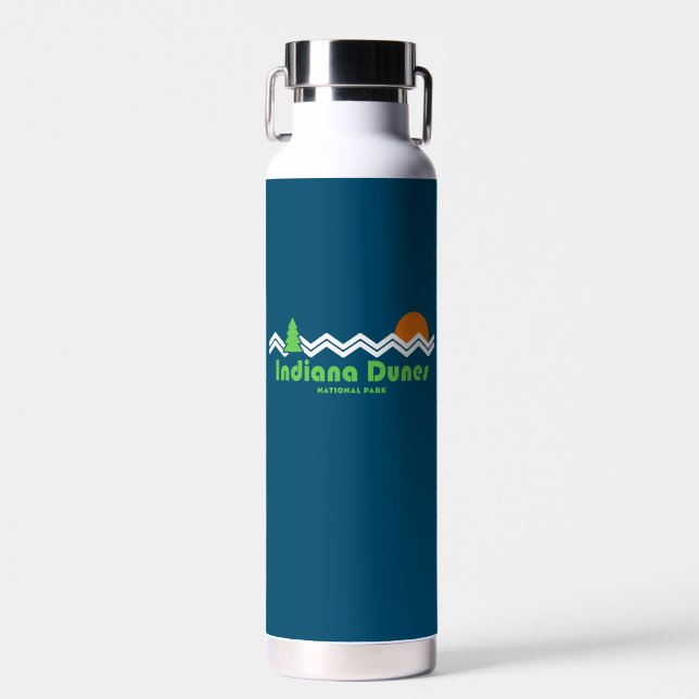 Indiana Dunes National Park Retro Water Bottle (Front)