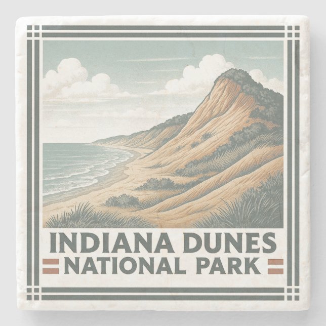 Indiana Dunes National Park Stone Coaster (Front)