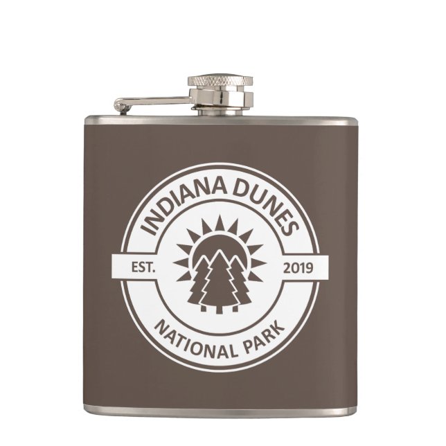 Indiana Dunes National Park Sun Trees Hip Flask (Front)