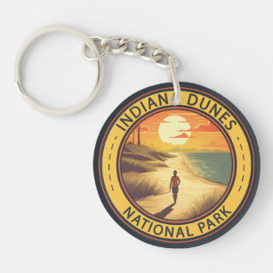 Indiana Dunes National Park Travel Art Vintage Key Ring