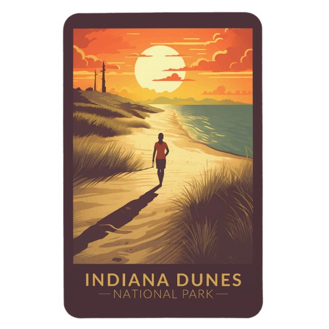 Indiana Dunes National Park Travel Art Vintage Magnet (Vertical)