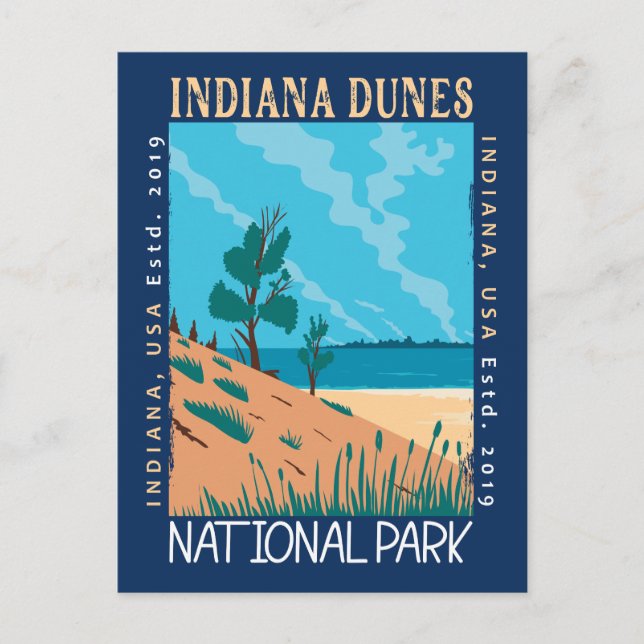 Indiana Dunes National Park Vintage Distressed Postcard (Front)
