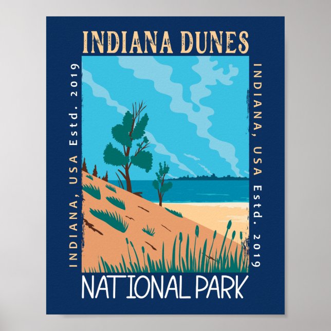 Indiana Dunes National Park Vintage Distressed  Poster (Front)