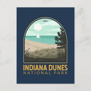 Indiana Dunes National Park Vintage Emblem Postcard