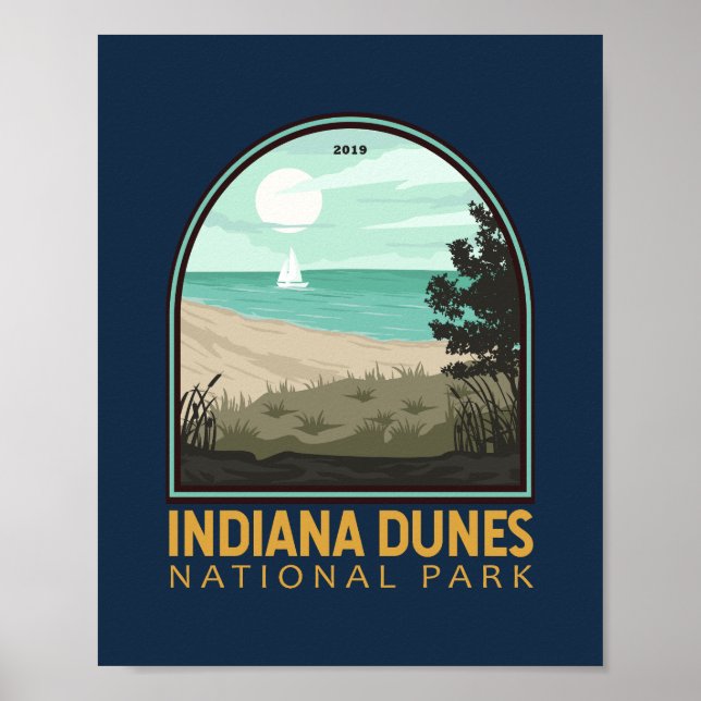 Indiana Dunes National Park Vintage Emblem Poster (Front)