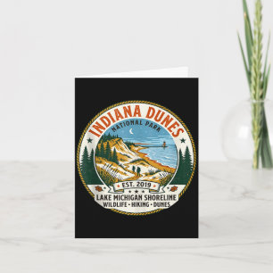 Indiana dunes national park vintage hiking card