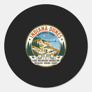 Indiana dunes national park vintage hiking classic round sticker