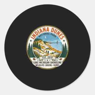 Indiana dunes national park vintage hiking classic round sticker