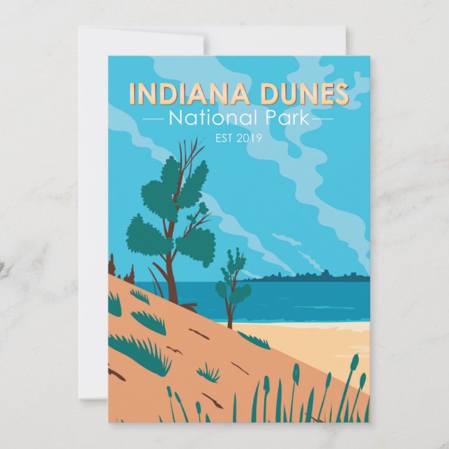 Indiana Dunes National Park Vintage  Holiday Card (Front)