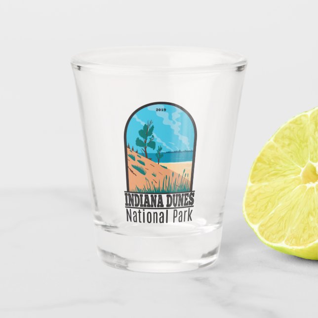 Indiana Dunes National Park Vintage Shot Glass (Front)