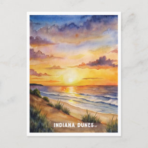 Indiana Dunes National Park Watercolor Painting Postcard