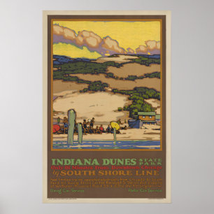Indiana Dunes State Park Beaches Travel Poster