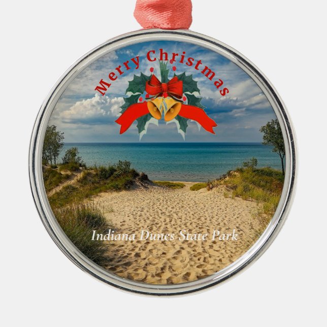 Indiana Dunes State Park Christmas Metal Tree Decoration (Front)