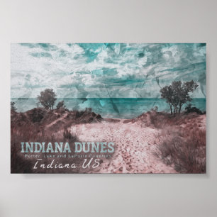 INDIANA DUNES WATERCOLOR - INDIANA UNITED STATES POSTER