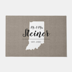 Indiana Family Monogram State Doormat