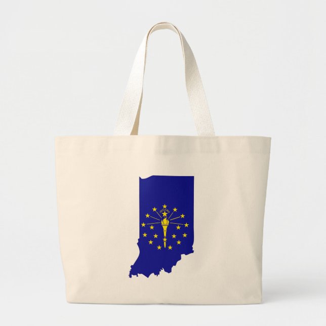Indiana Flag Map Large Tote Bag (Front)