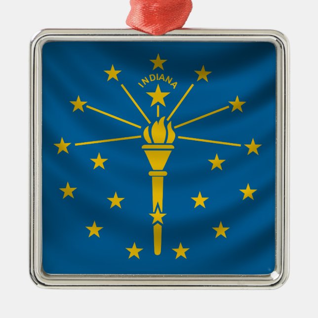 Indiana Flag Metal Tree Decoration (Front)