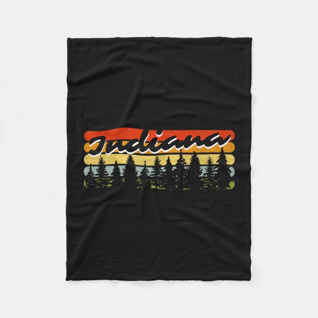 Indiana Forest Sunset Trees Cabin Theme Souvenir  Fleece Blanket (Front)