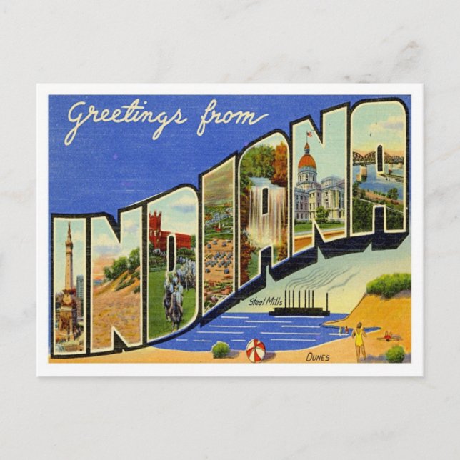 Indiana Greetings From US States Postcard (Front)