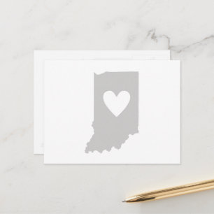Indiana Grey State Map Shape Hoosier Heart Cutout Postcard
