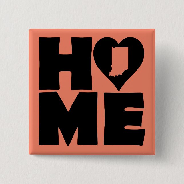 Indiana Home Heart State Button Badge Pin (Front)