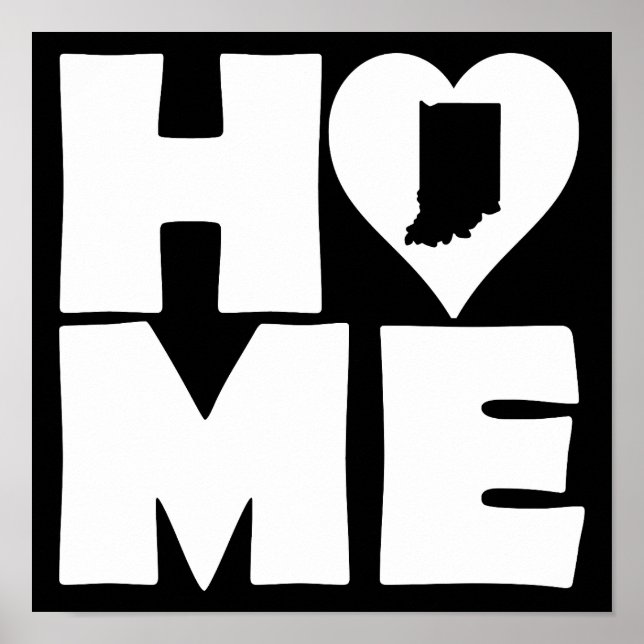 Indiana Home Heart State Poster Sign (Front)