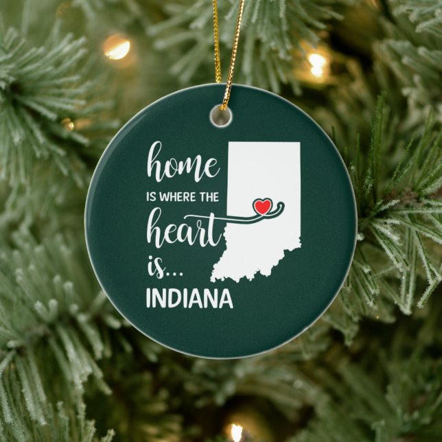 Indiana home is where the heart is ceramic tree decoration (Tree)