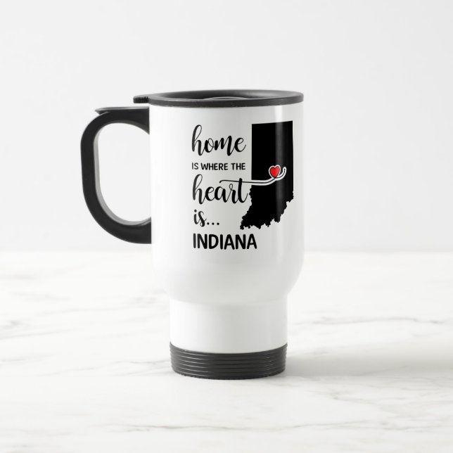 Indiana home is where the heart is travel mug (Left)
