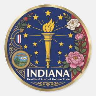 Indiana Hoosier State Heritage ✦ Classic Round Sticker
