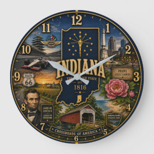 Indiana Hoosier State Large Clock
