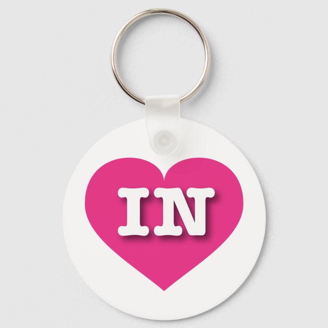 Indiana Hot Pink Heart - I love IN Key Ring (Front)
