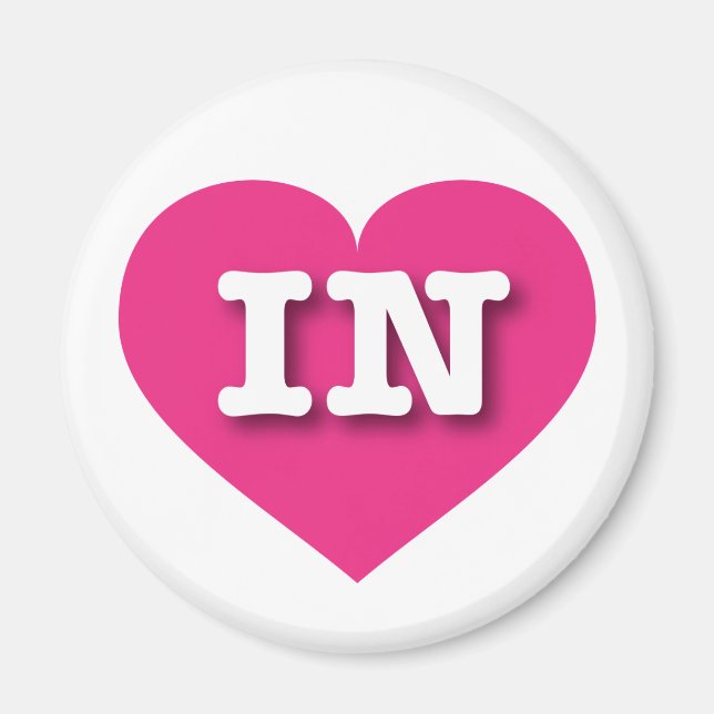 Indiana Hot Pink Heart - I love IN Magnet (Front)