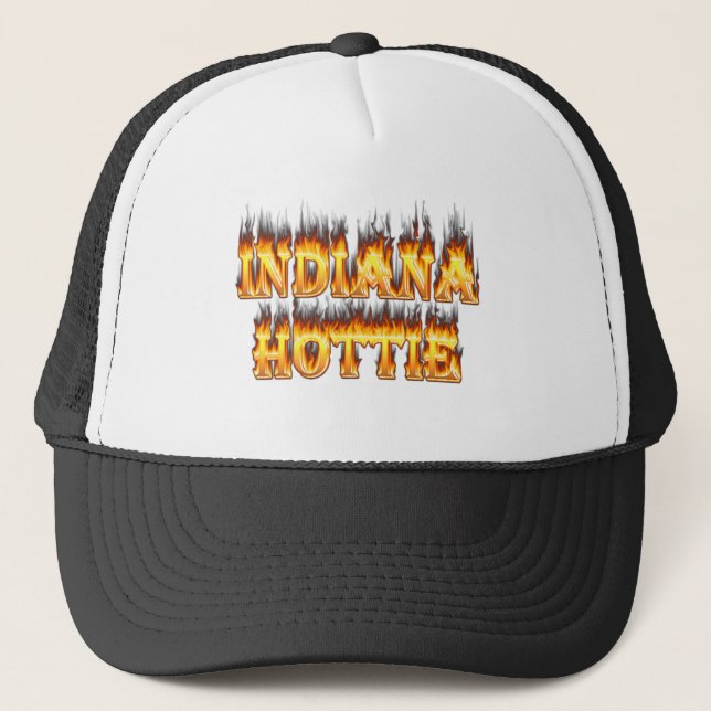 Indiana Hottie Fire and Flames Trucker Hat (Front)