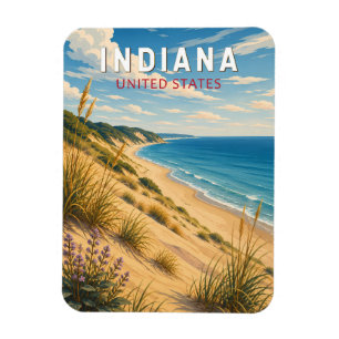 Indiana Illustration Travel Art Vintage Magnet