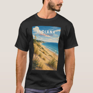 Indiana Illustration Travel Art Vintage T-Shirt