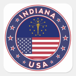 Indiana, Indiana t-shirt, Indiana sticker, Square Sticker