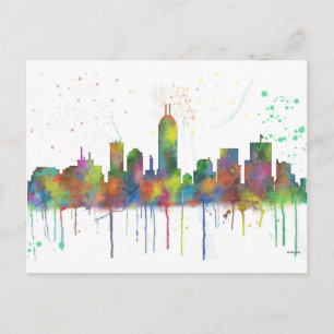 INDIANA, INDIANAPOLIS SKYLINE POSTCARD