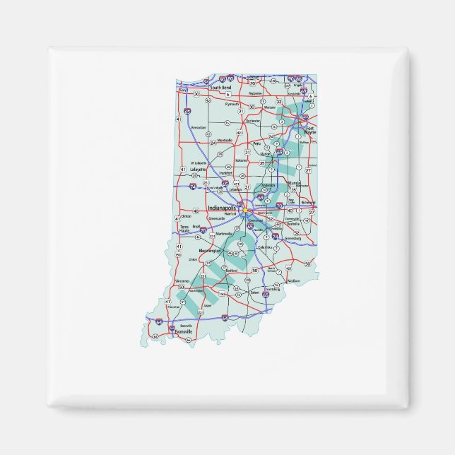 Indiana Interstate Map Magnet (Front)
