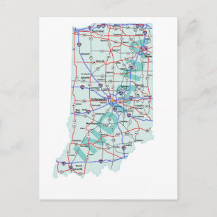 Indiana Interstate Map Postcard