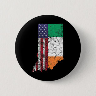 Indiana - Irish American Flag St. Patrick's Day Sa 6 Cm Round Badge