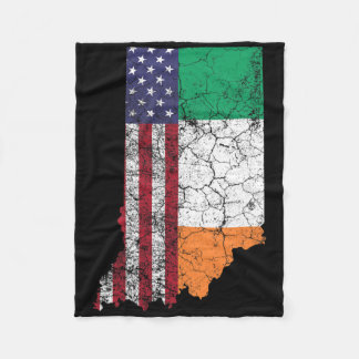 Indiana - Irish American Flag St. Patrick's Day Sa Fleece Blanket