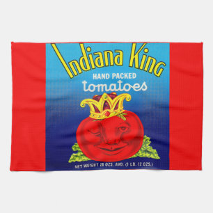 Indiana King tomatoes label print Tea Towel