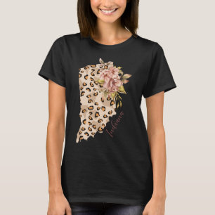 Indiana Leopard Pattern Map Leo State Of Indiana T-Shirt