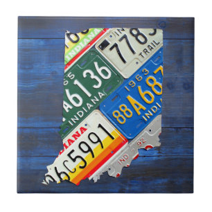 Indiana License Plate Map Ceramic Tile