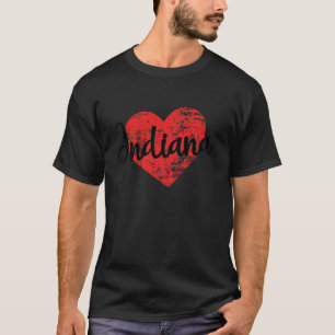 Indiana Love Cool Grunge Heart Fun Indiana Pride T-Shirt