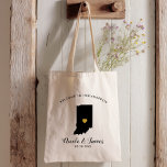 Indiana Map Wedding Welcome Bag Tote Black, Gold<br><div class="desc">Wedding weekend welcome gift bag for out of town guests to your wedding,  featuring image of Indiana,  with gold heart.  Fill tote with your favourite goodies.</div>