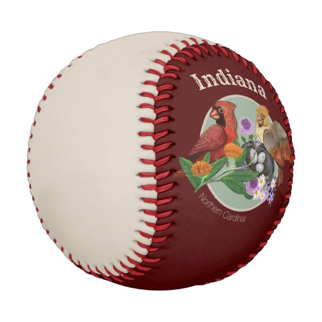 Indiana Northern Cardinals with Native Plants Baseball (Angled)
