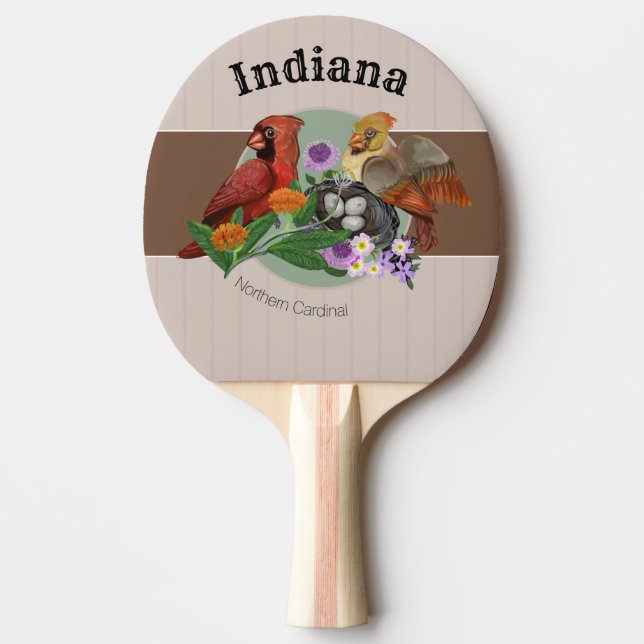 Indiana Northern Cardinals with Native Plants Ping Pong Paddle (Front)